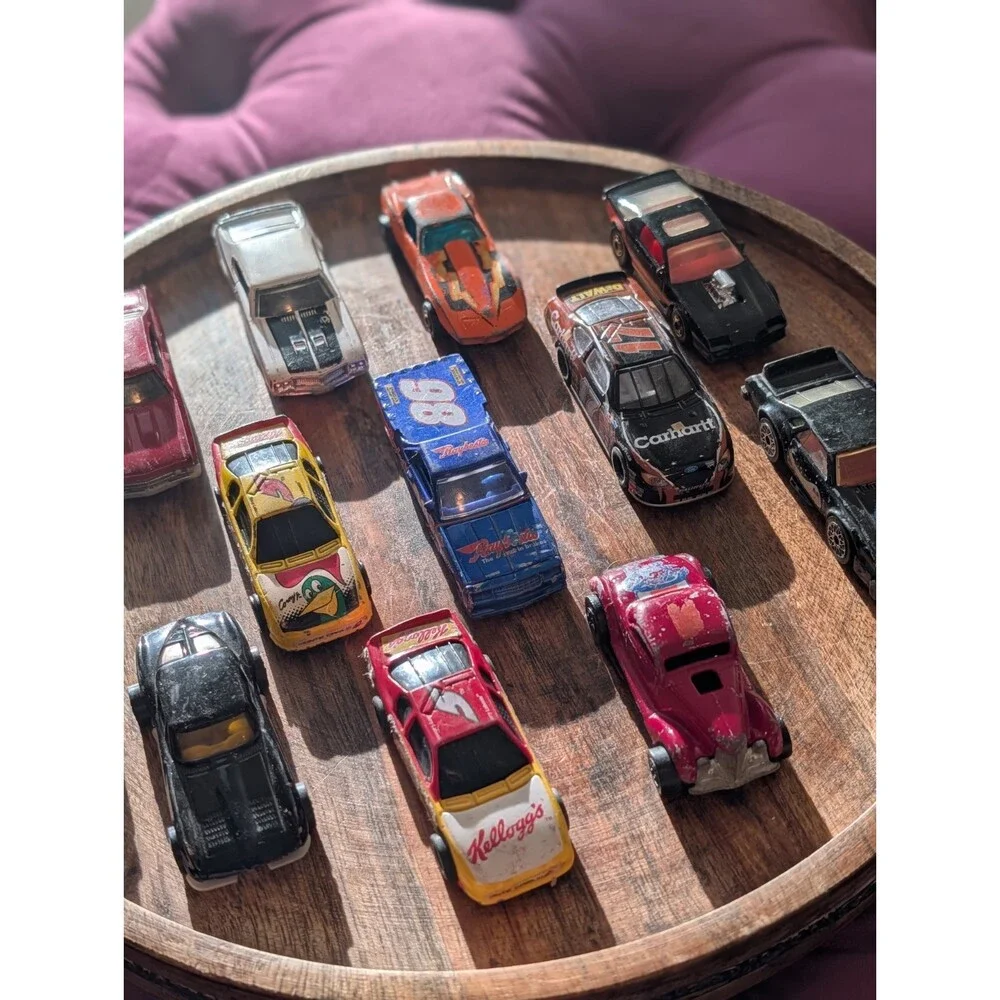 Vintage Diecast Toy Car Lot of 12 Mixed Loose Cars NASCAR Style Hot Wheels Match